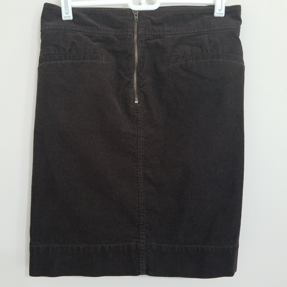 LOFT Brown Corduroy Skirt with Back Zipper